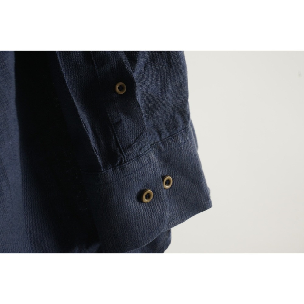 UNTUCKit 100% Linen Santo Navy Wrinkle Resistant Shirt Mens 2XL Long Sleeve Blue - Picture 6 of 10